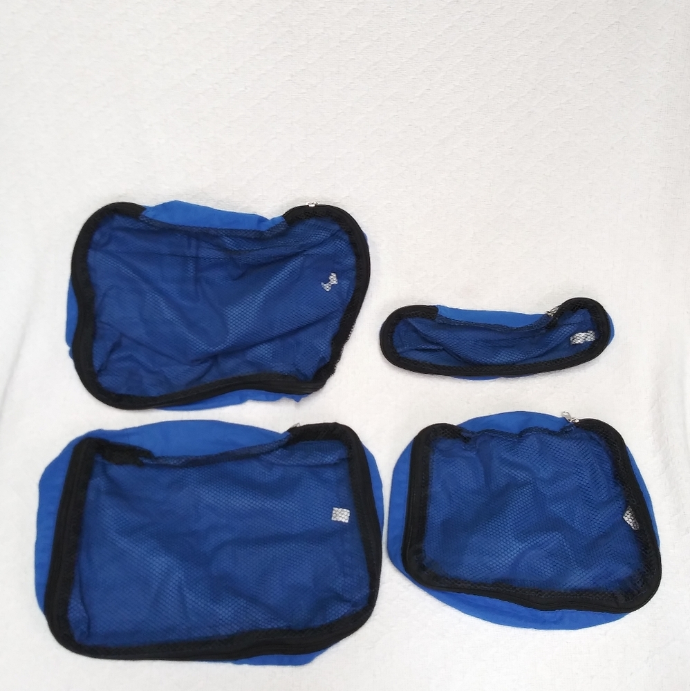 (4) Assorted Blue Fabric Mesh Storage Bags